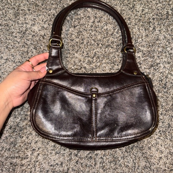 No brand Handbags - Elegant Chocolate Brown Leather Shoulder Bag